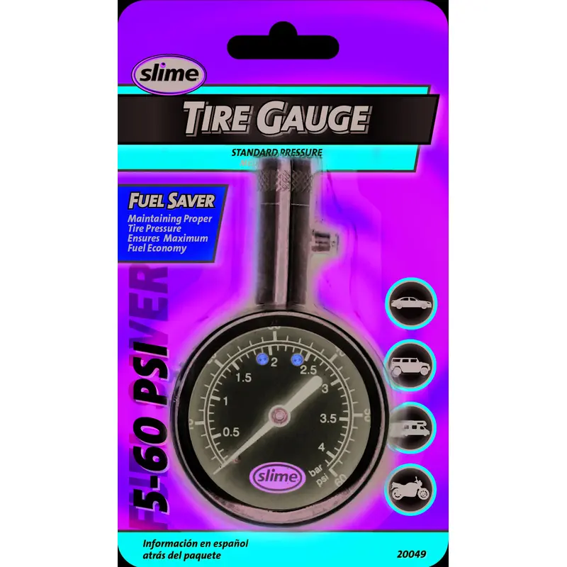 SLIME 5-60 PSI DIAL GAUGE W/BLEED VALVE CHROME