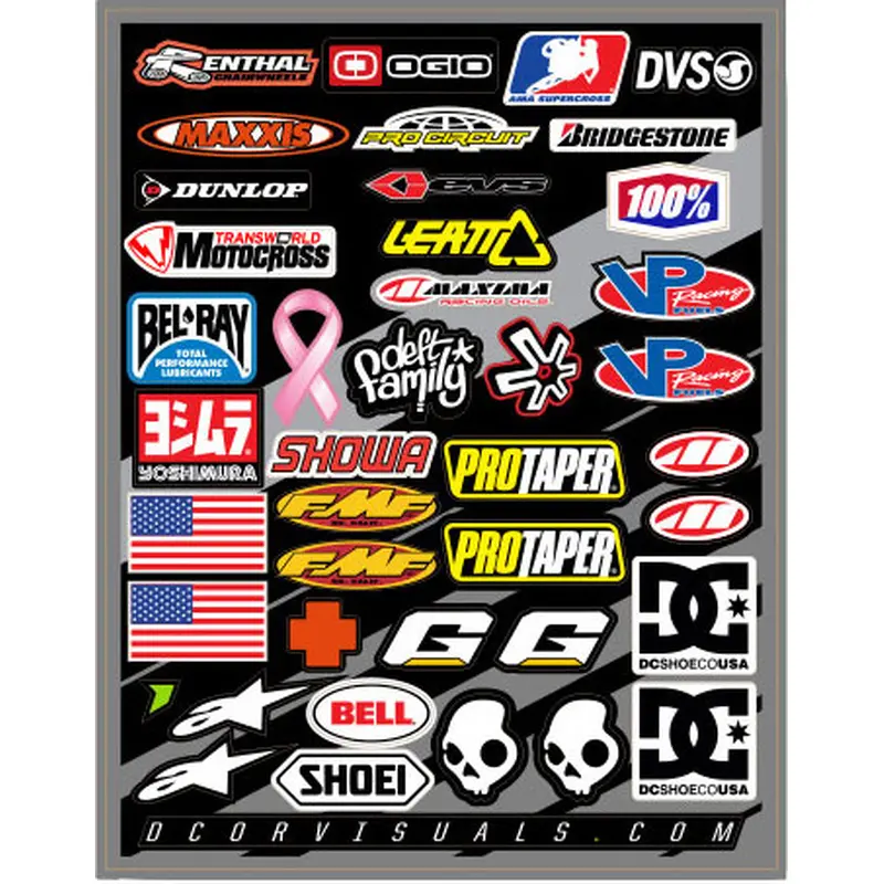 D-COR HELMET LOGOS DECAL SHEET 9.5"X12"
