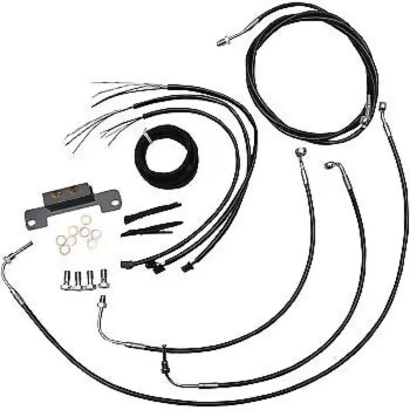 LA CHOPPERS LA-8055KT2-19BBlack Vinyl Braided Handlebar Cable/Brake Line Kit
