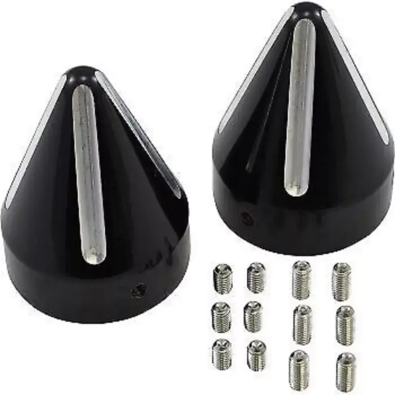 LA CHOPPERS LA-7813-00B Black Spike Axle Cap Set 99-22 Touring 99-17 Softail