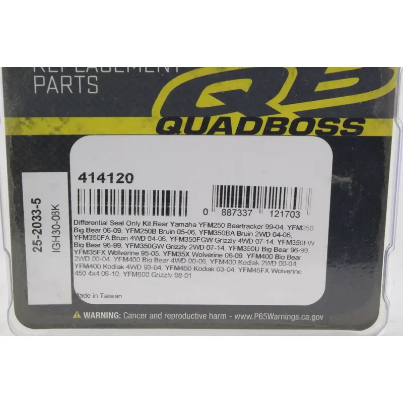 2000 Yamaha Big Bear 400 Yfm400 Rear Differential Seal Kit k7248
