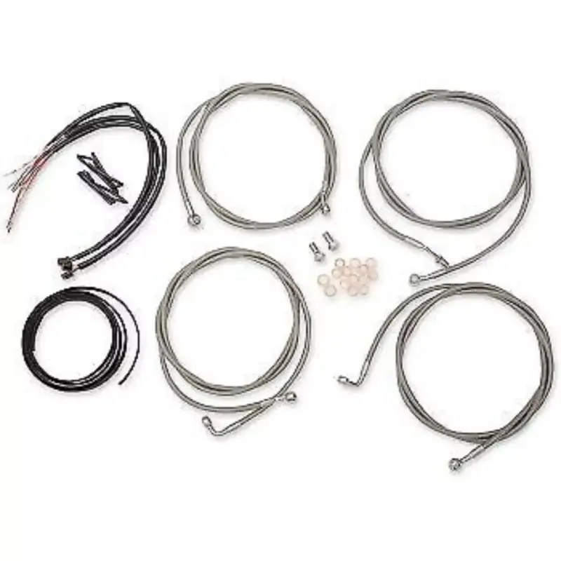 LA CHOPPERS LA-8054KT2-16 Stainless Braided Cable/Brake Line Kit for 15-17"