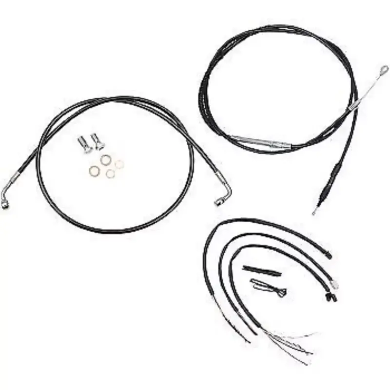 LA CHOPPERS LA-8153KT2-13B Black Vinyl Braided Handlebar Cable/Brake Kit 12-14"