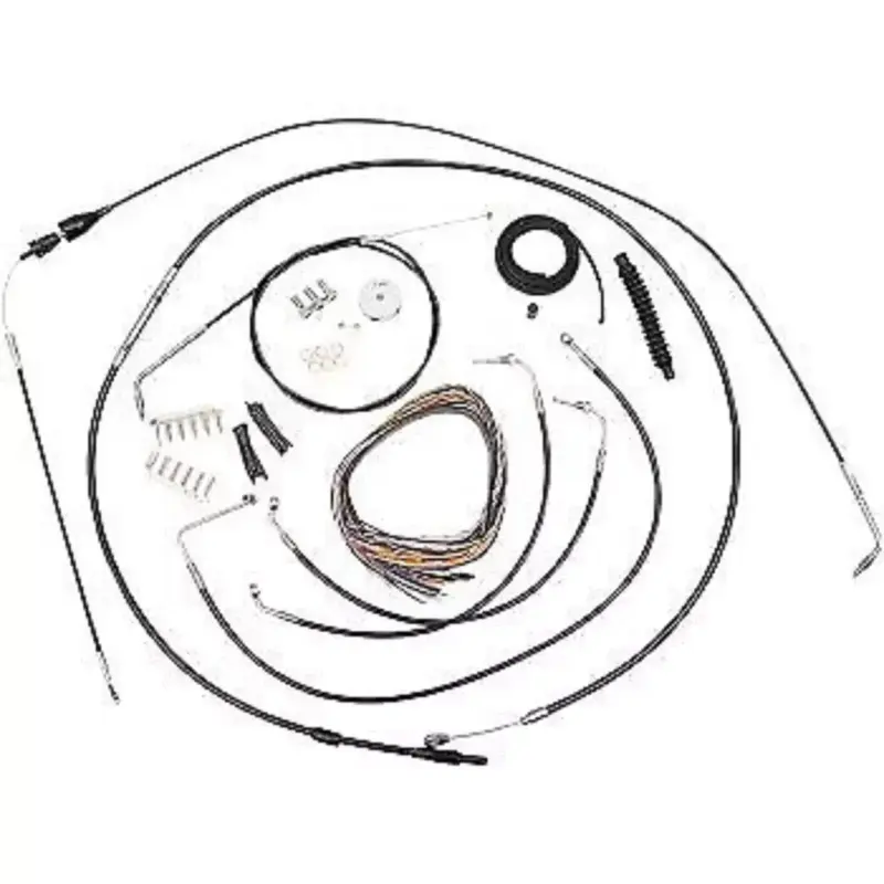 LA CHOPPERS Black Vinyl Braided Handlebar Cable/Brake Line Kit