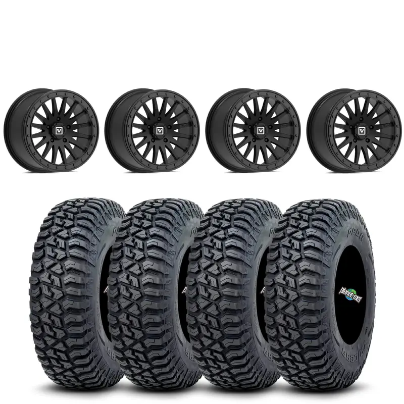 VALOR V06 SATIN BLACK BEADLOCKS ON 32X10-15 OBOR TRICERA