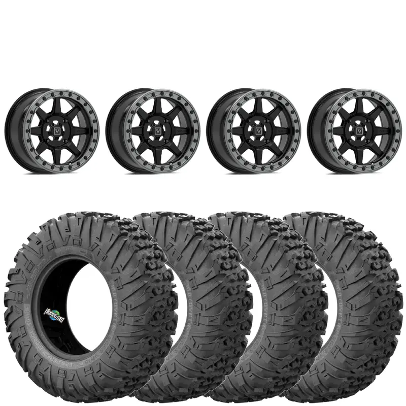 Valor Offroad V13 Satin Black 5/4.5 4+3 mounted on EFX Motovators
