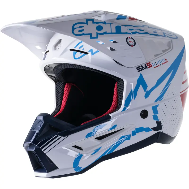S M5 Action Helmet White/Cyan/Blue Md