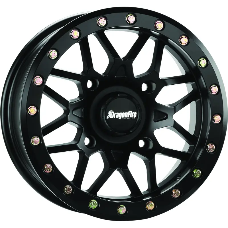 DragonFire Racing Typhon Wheel 15X7 4/137 5+2 +10 Machined Black