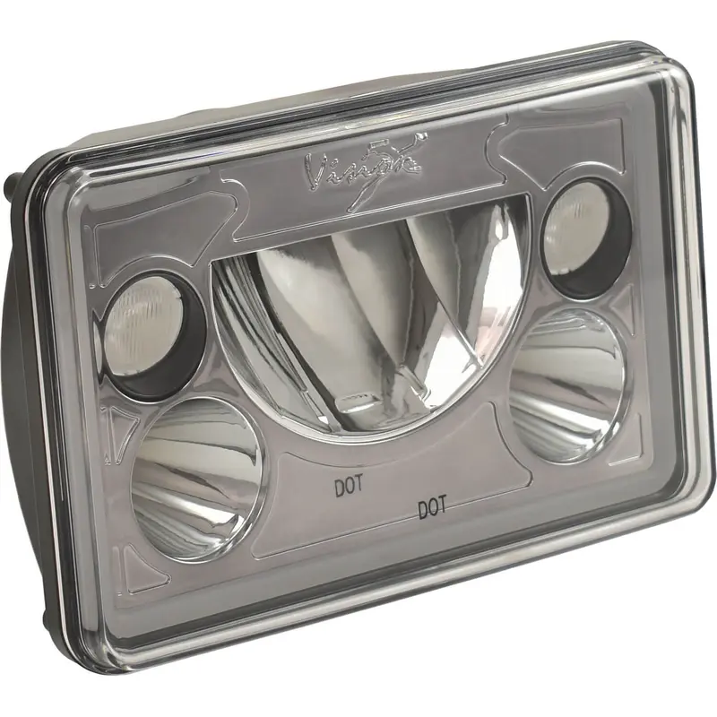Single 4x6 Rectangle VX Black Chrome LED Headlight (with Low-High-Halo)