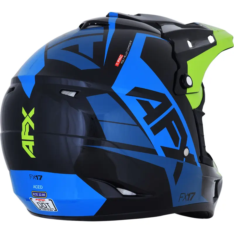 AFX FX-17 Helmet - Aced - Blue/Lime - 2XL 0110-6503