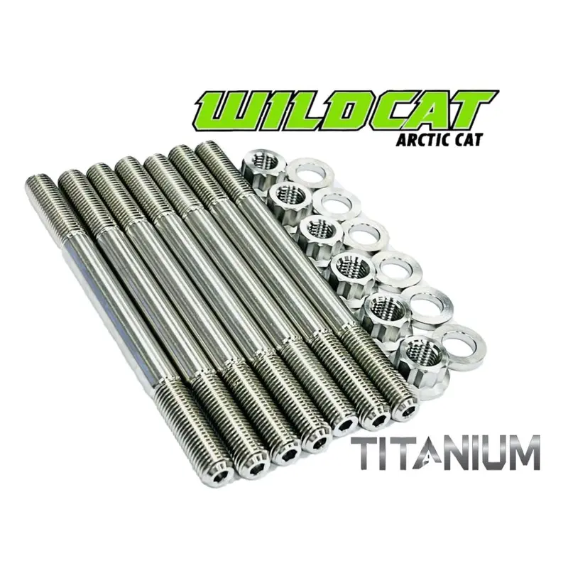 Wildcat 1000 X 4X Cylinder Head Studs TITANIUM Grade 5 Studs 12 Pt Nut Kit Set