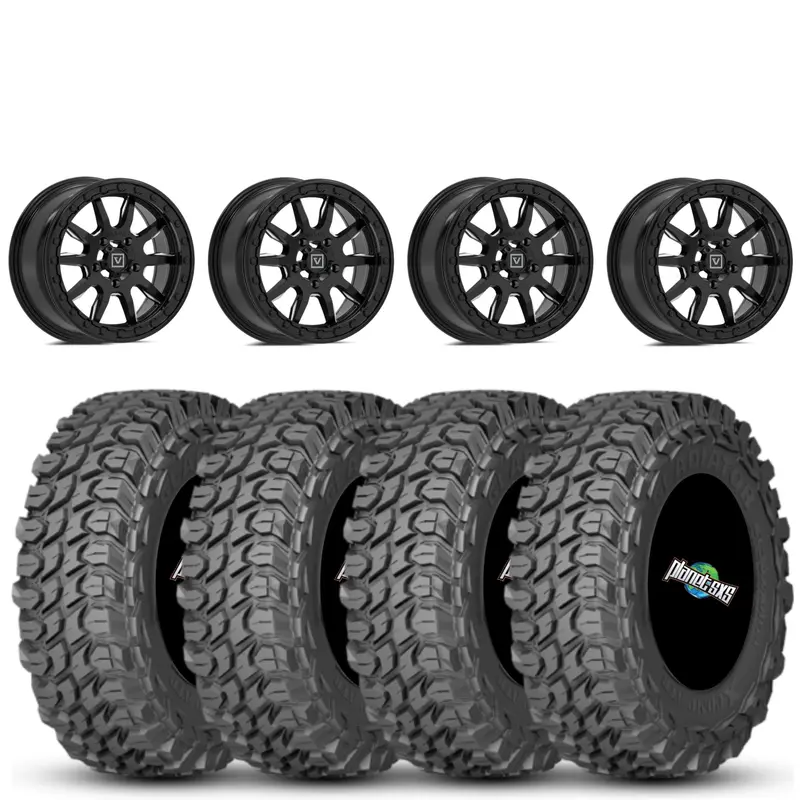 Valor V15 15x7 Satin Black Milled 6+1 5/4.5 on Gladiator X Comp 10 Ply 35x10-15