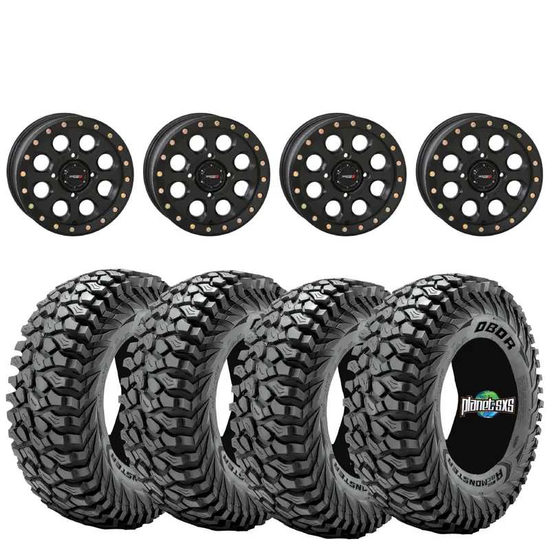 System 3 Matte Black SB7 4/137 beadlocks mounted on Obor Roc Scrapers Set of 4
