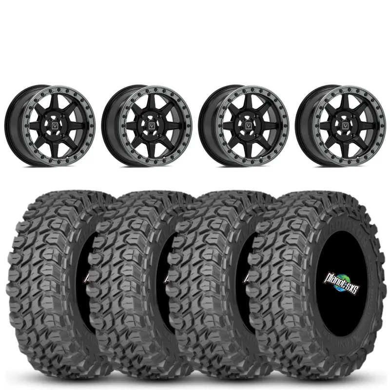 Valor V13 Beadlock 15x7 Satin Black 4+3 4/137 on Gladiator X Comp 10 Ply 35x10-15