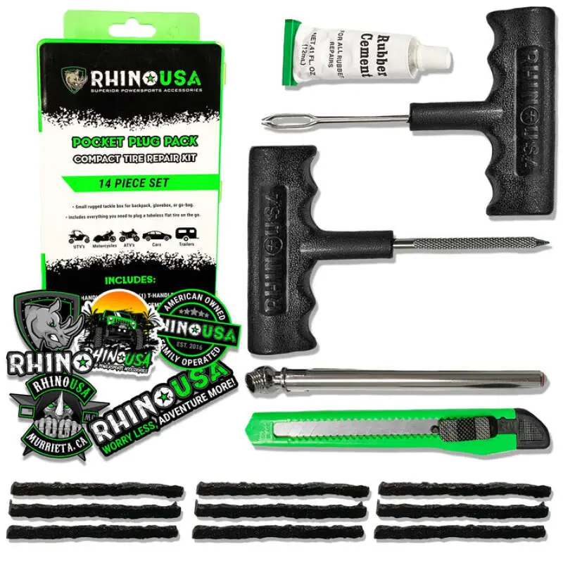 Rhino USA 14-Piece Compact Tire Repair Plug Kit