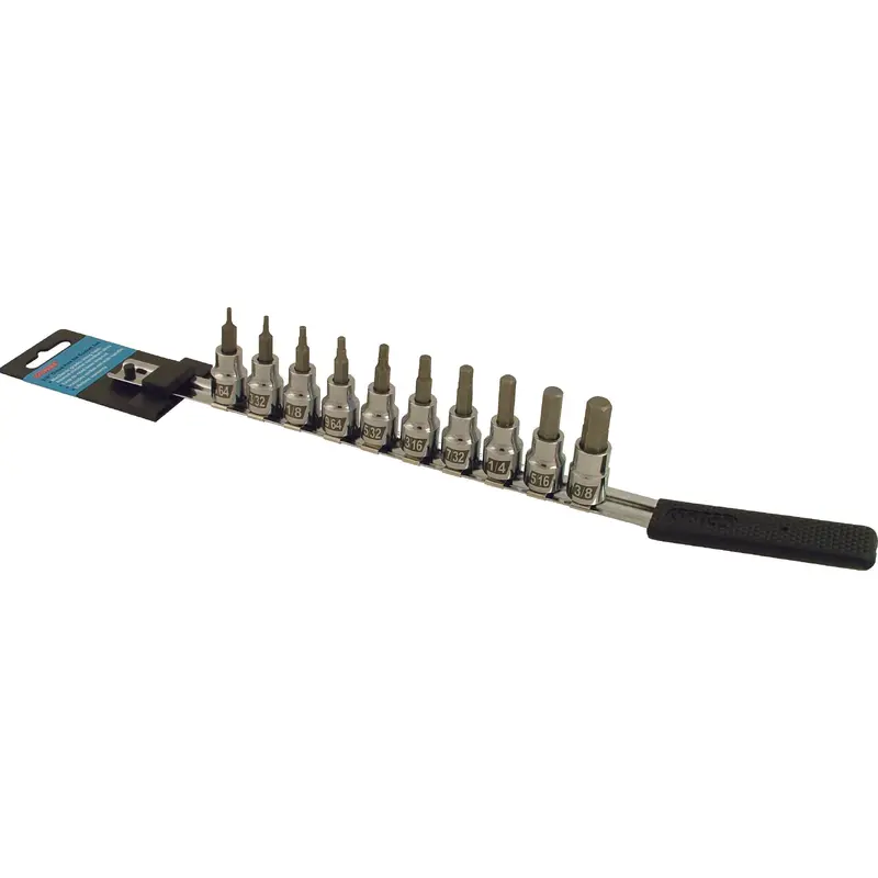 CRUZ TOOLS SOCKET BIT SET 10PC HEX STANDARD IN38HBS