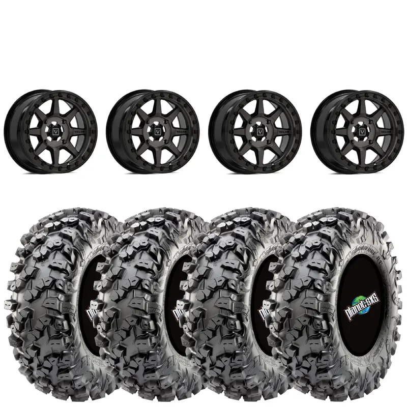 Valor V13 Beadlock Dark Tint 15x7 4+3 5X4-5 on Maxxis Carnivore RT 30x10-15 8-ply