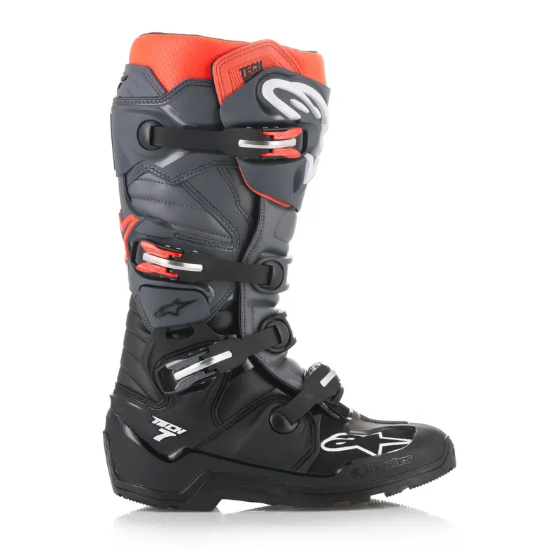 ALPINESTARS TECH 7 ENDURO BOOTS BLACK/GREY/RED SZ 12 2012114-1133-12